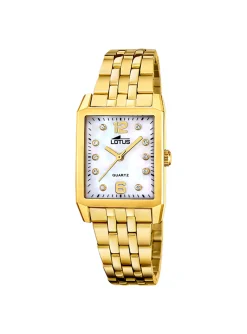 Montre femme Lotus rectangulaire acier doré oxydes