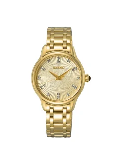 Montre femme Seiko acier doré diamants