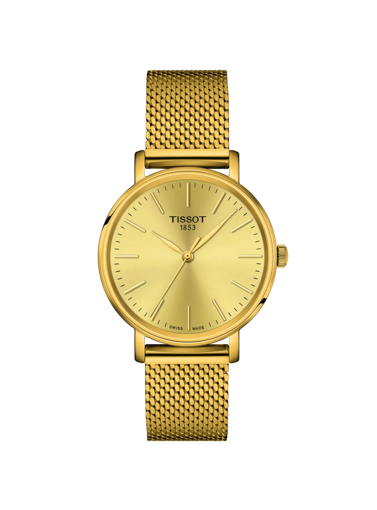 Montre femme Tissot Everytime acier milanais doré