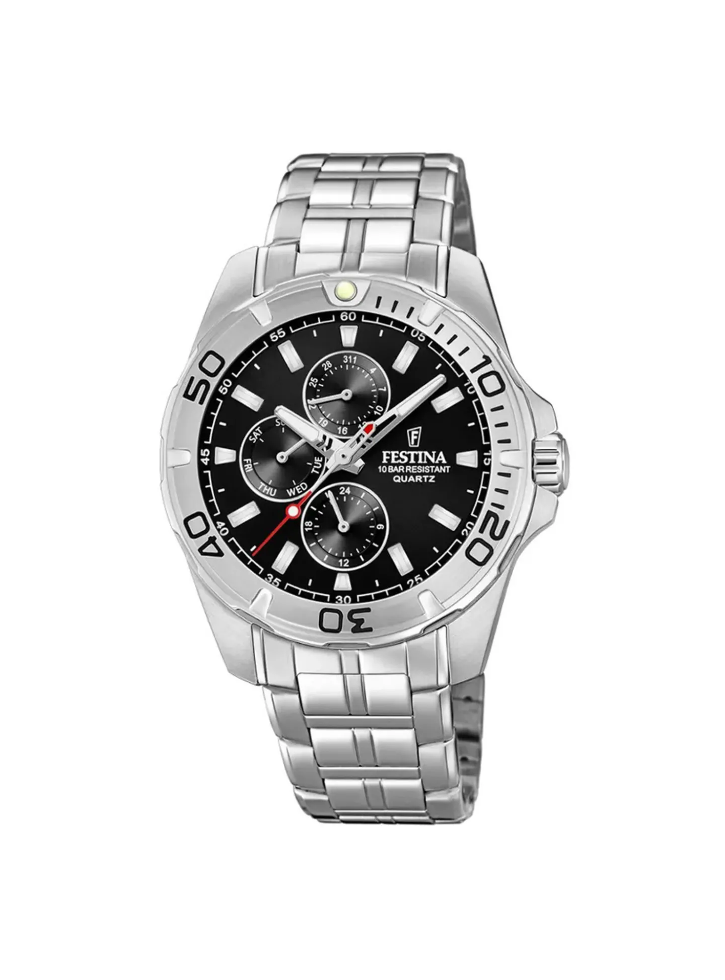 Montre Festina acier cadran noir date