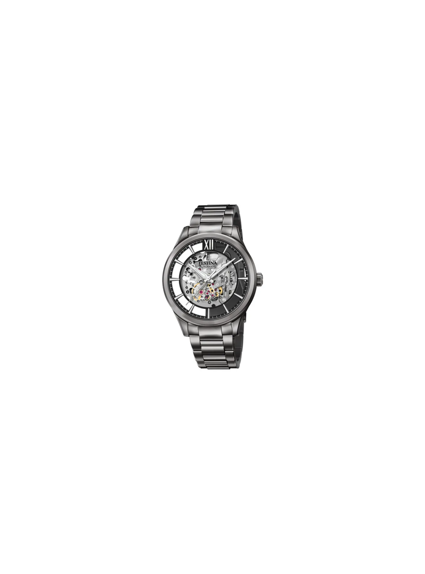 Montre Festina automatique squelette acier noir