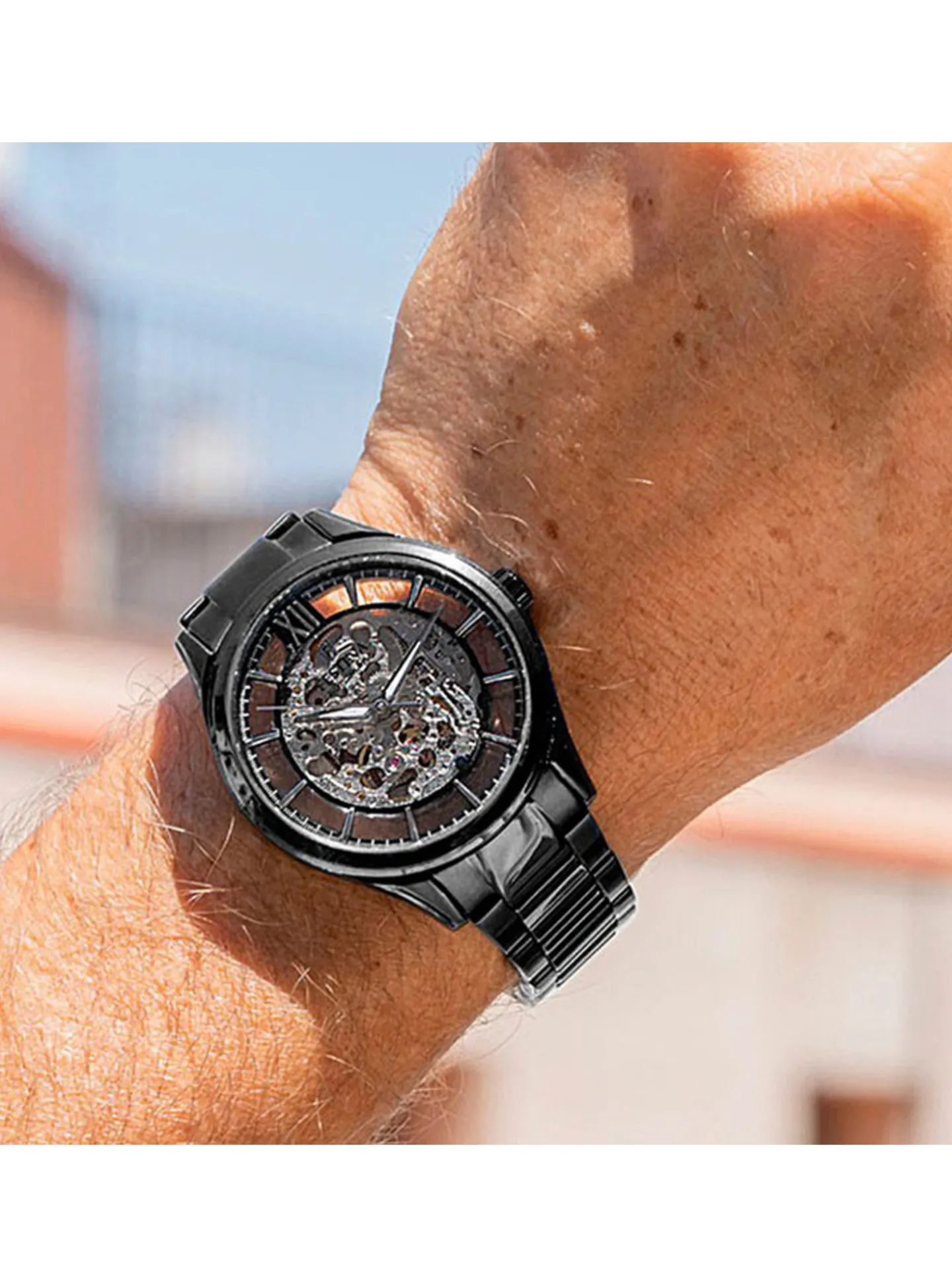 Montre Festina automatique squelette acier noir