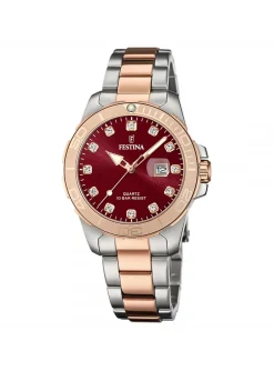 Montre Festina femme cadran bordeaux acier bicolore_x005f_x000D_collection Boyfriend