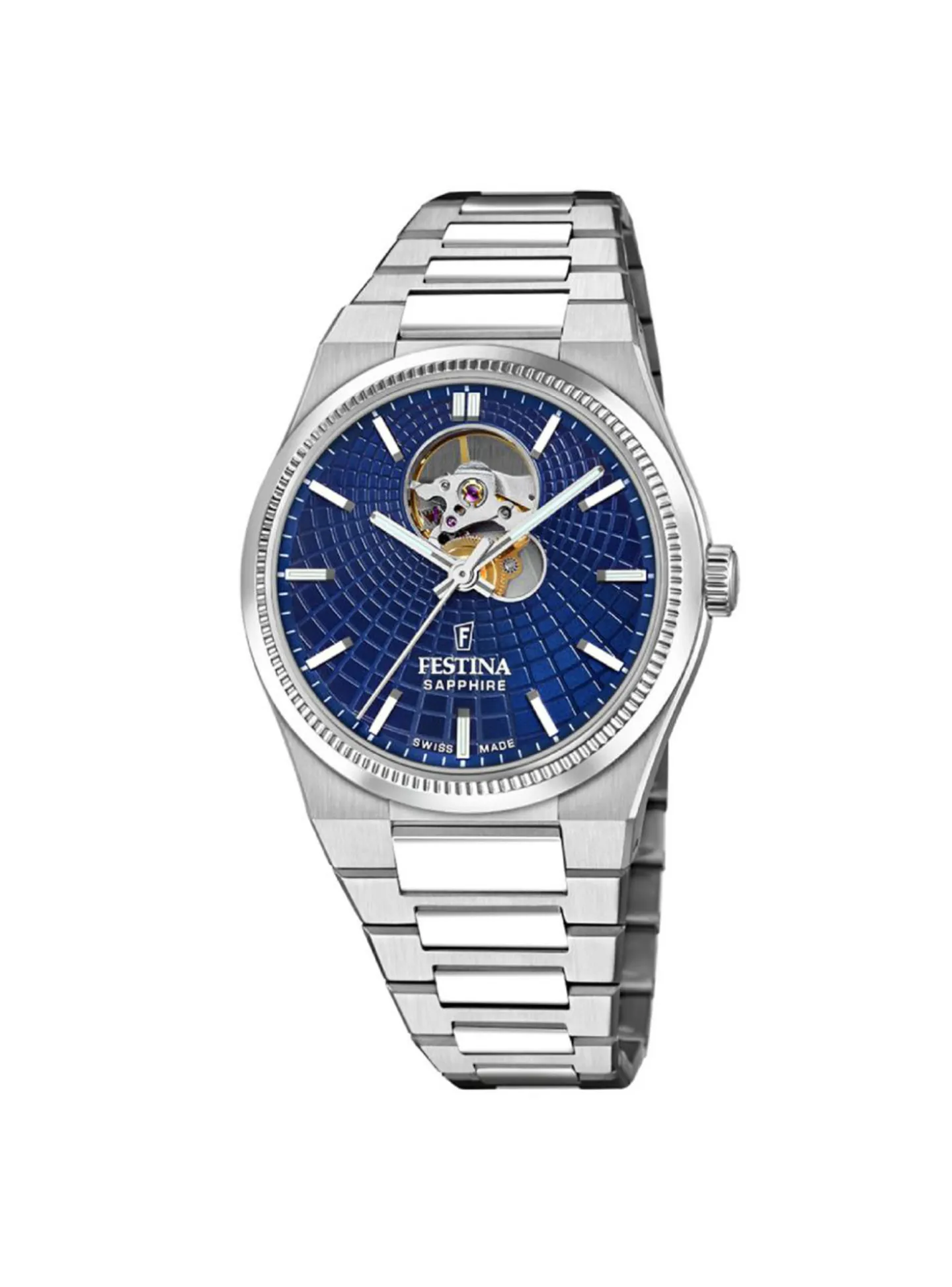 Montre Festina Rivé automatique acier cadran bleu_x005f_x000D_collection Swiss Made