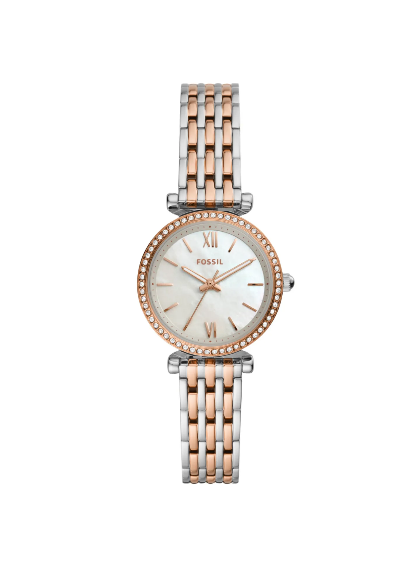 Montre Fossil Carlie Mini acier blanc et rose