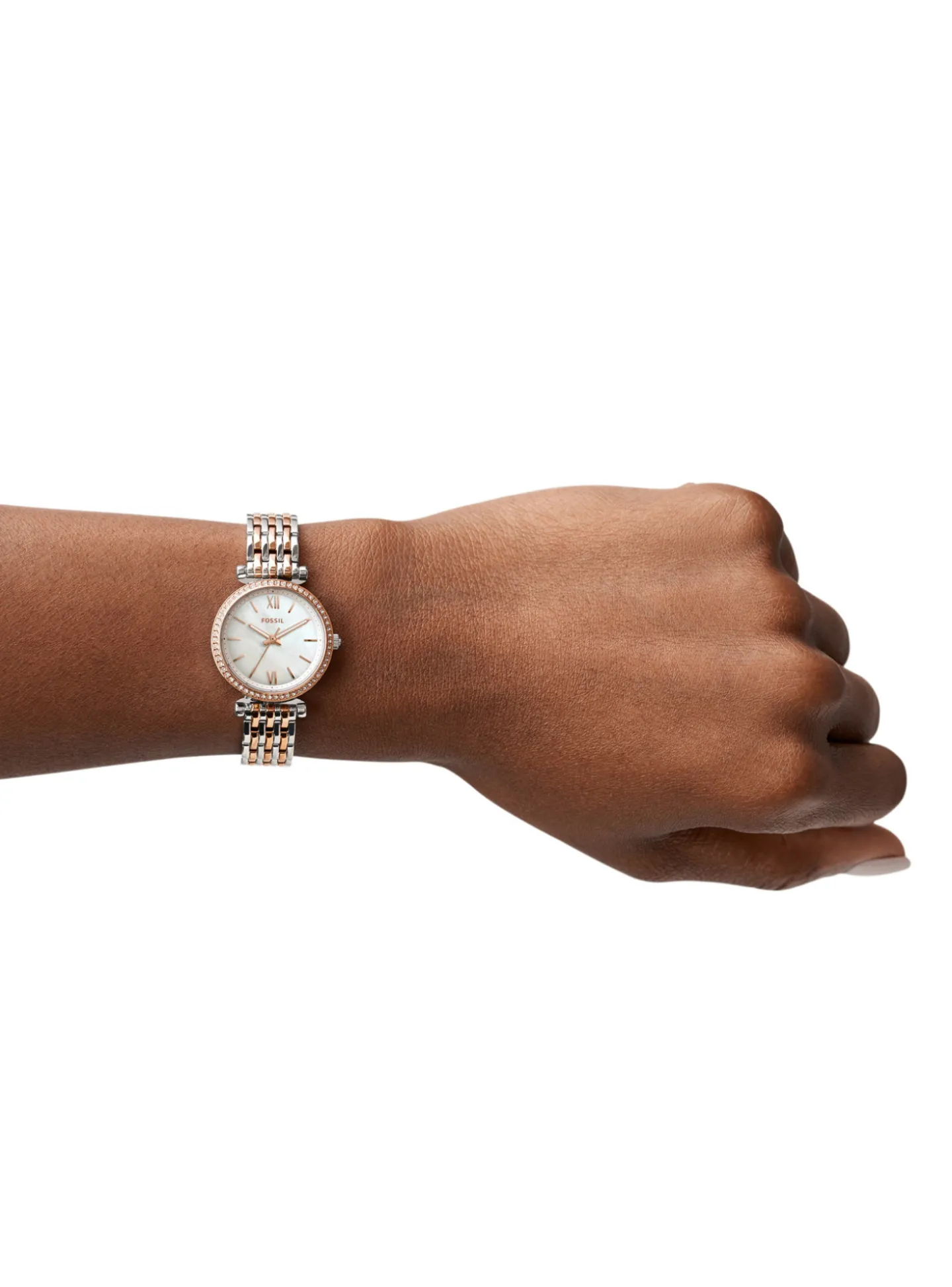 Montre Fossil Carlie Mini acier blanc et rose