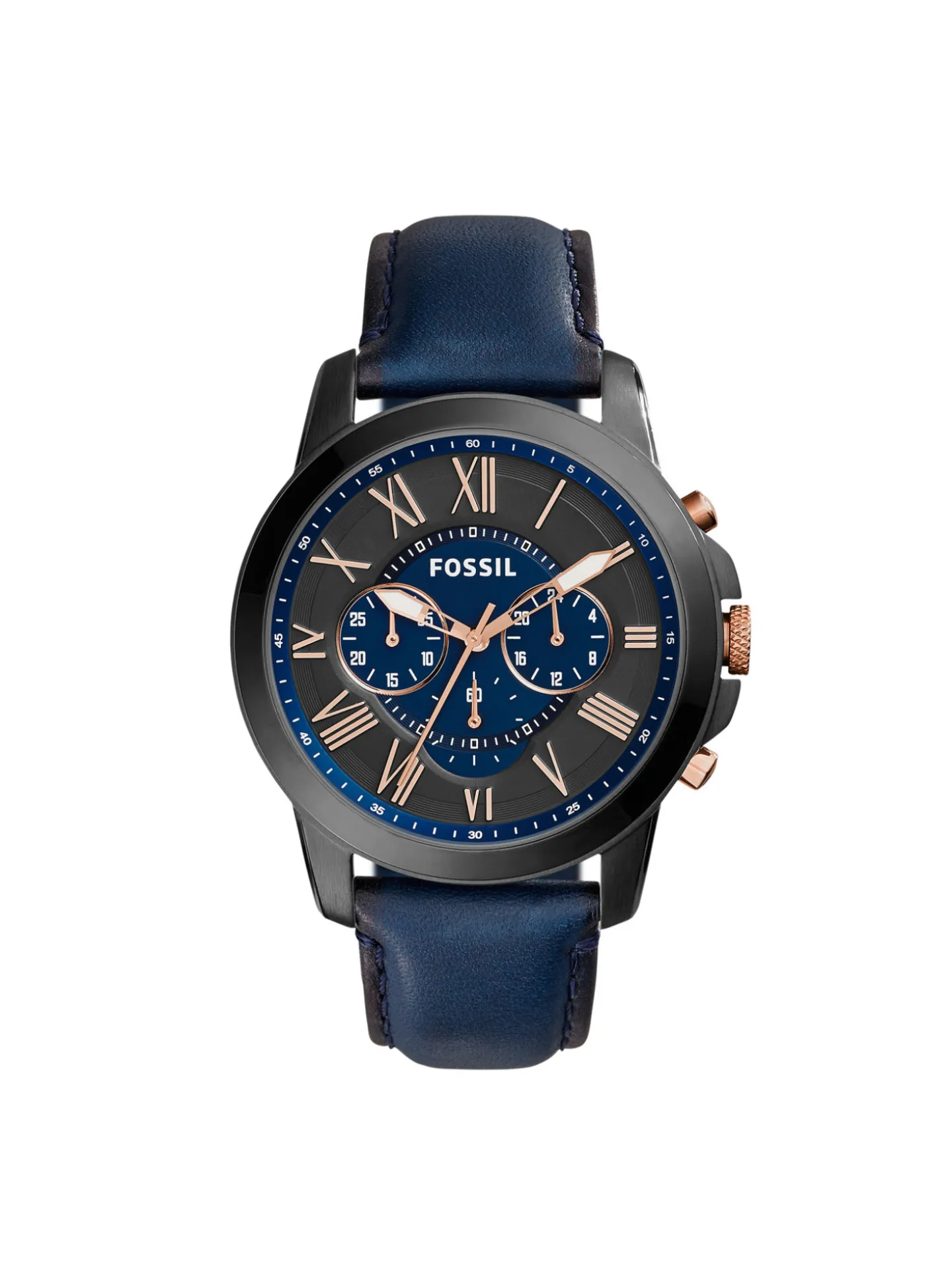 Montre Fossil Grant cuir bleu