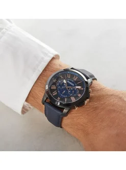 Montre Fossil Grant cuir bleu