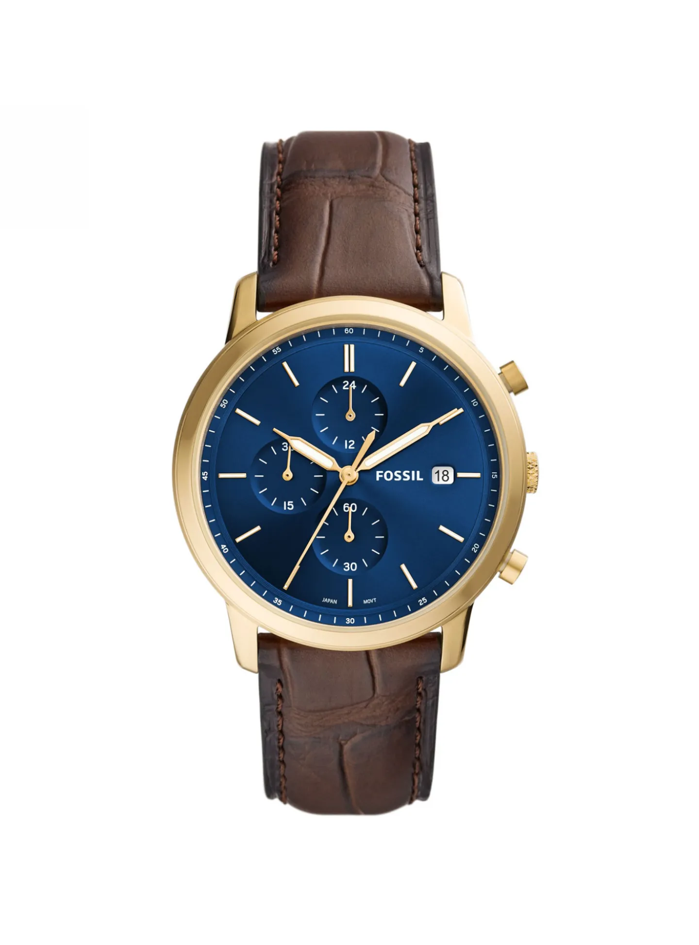 Montre Fossil Minimalist cuir marron motif croco