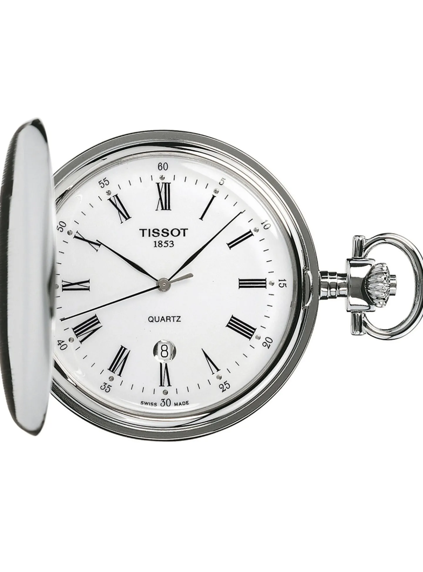 Montre gousset Tissot acier blanc cadran blanc