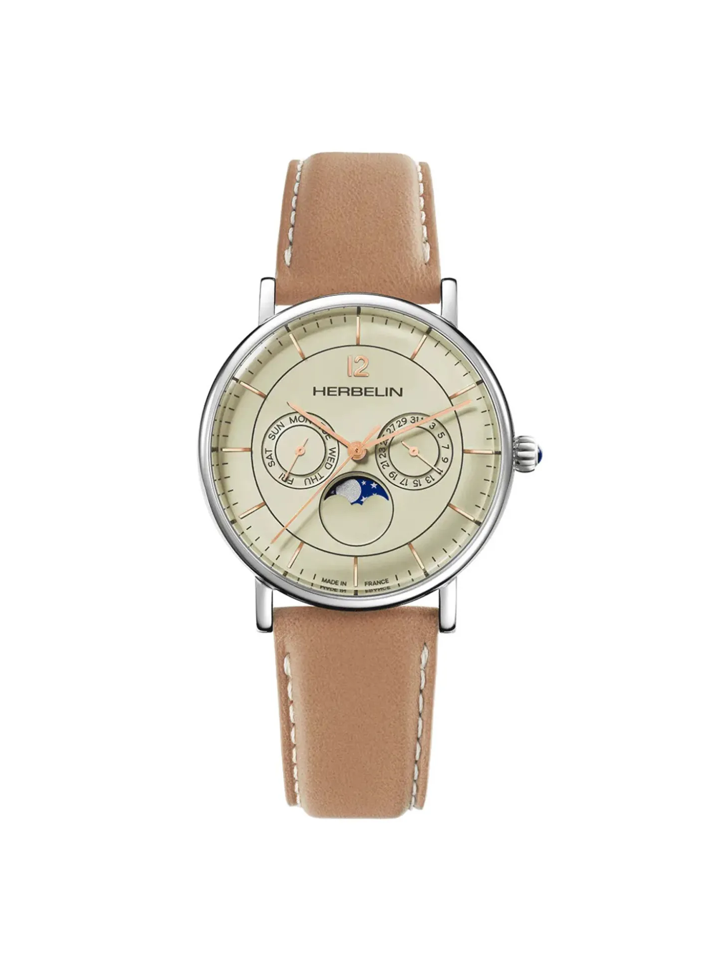 Montre Herbelin Inspiration Phase de Lune cuir beige
