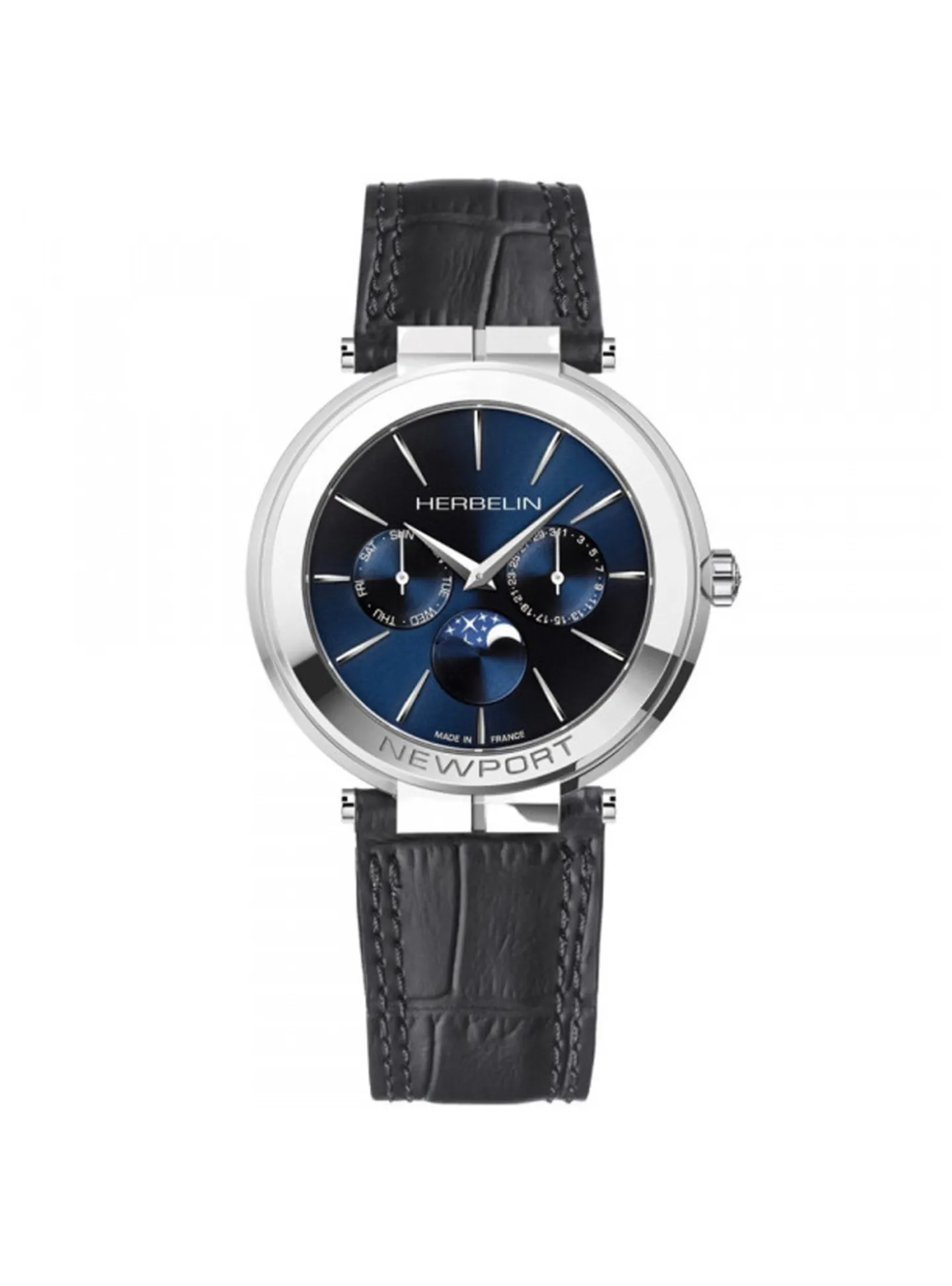 Montre Herbelin Newport Slim phase de lune cuir