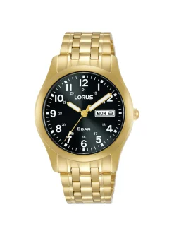 Montre Lorus acier doré cadran noir date