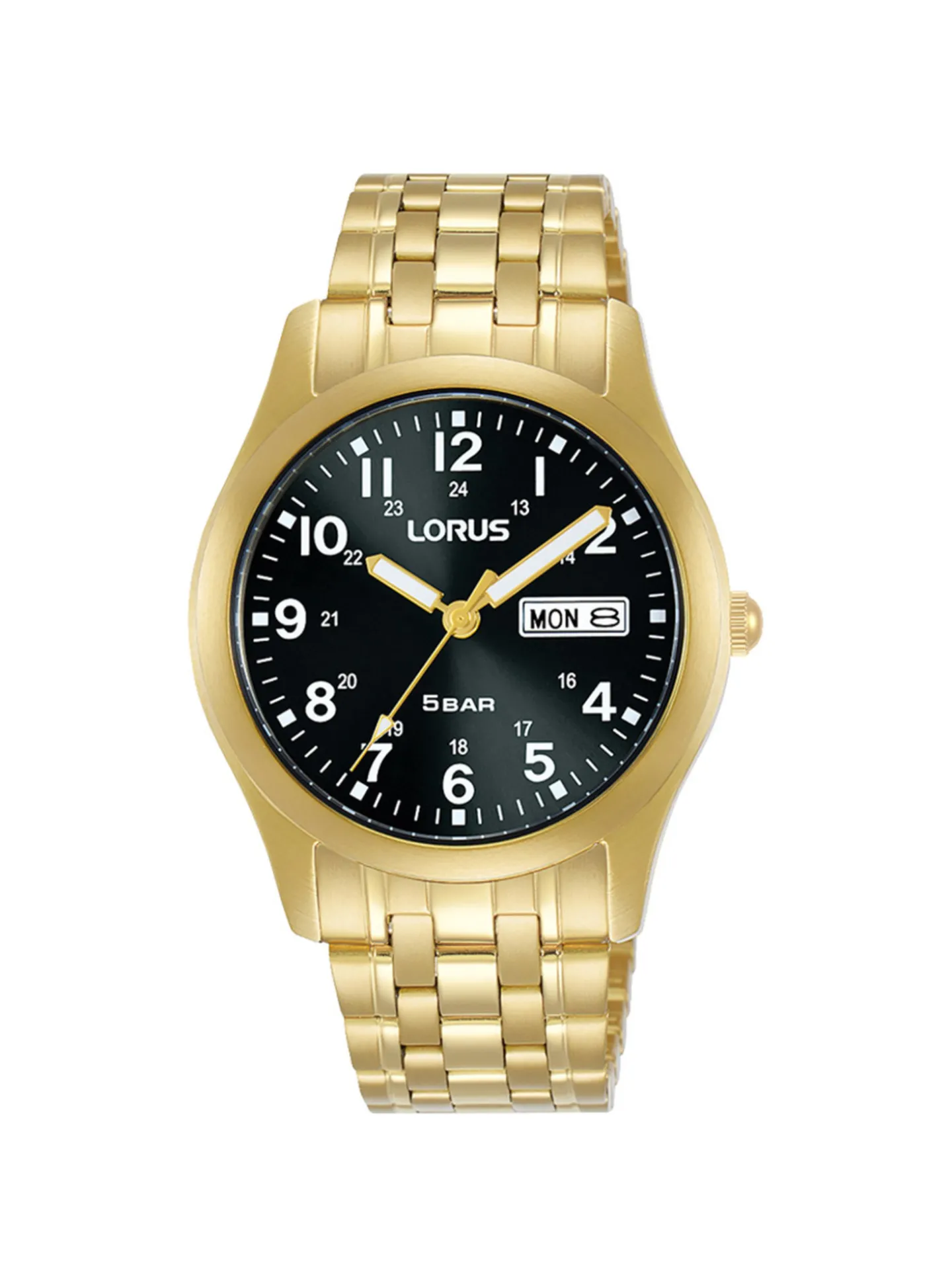 Montre Lorus acier doré cadran noir date