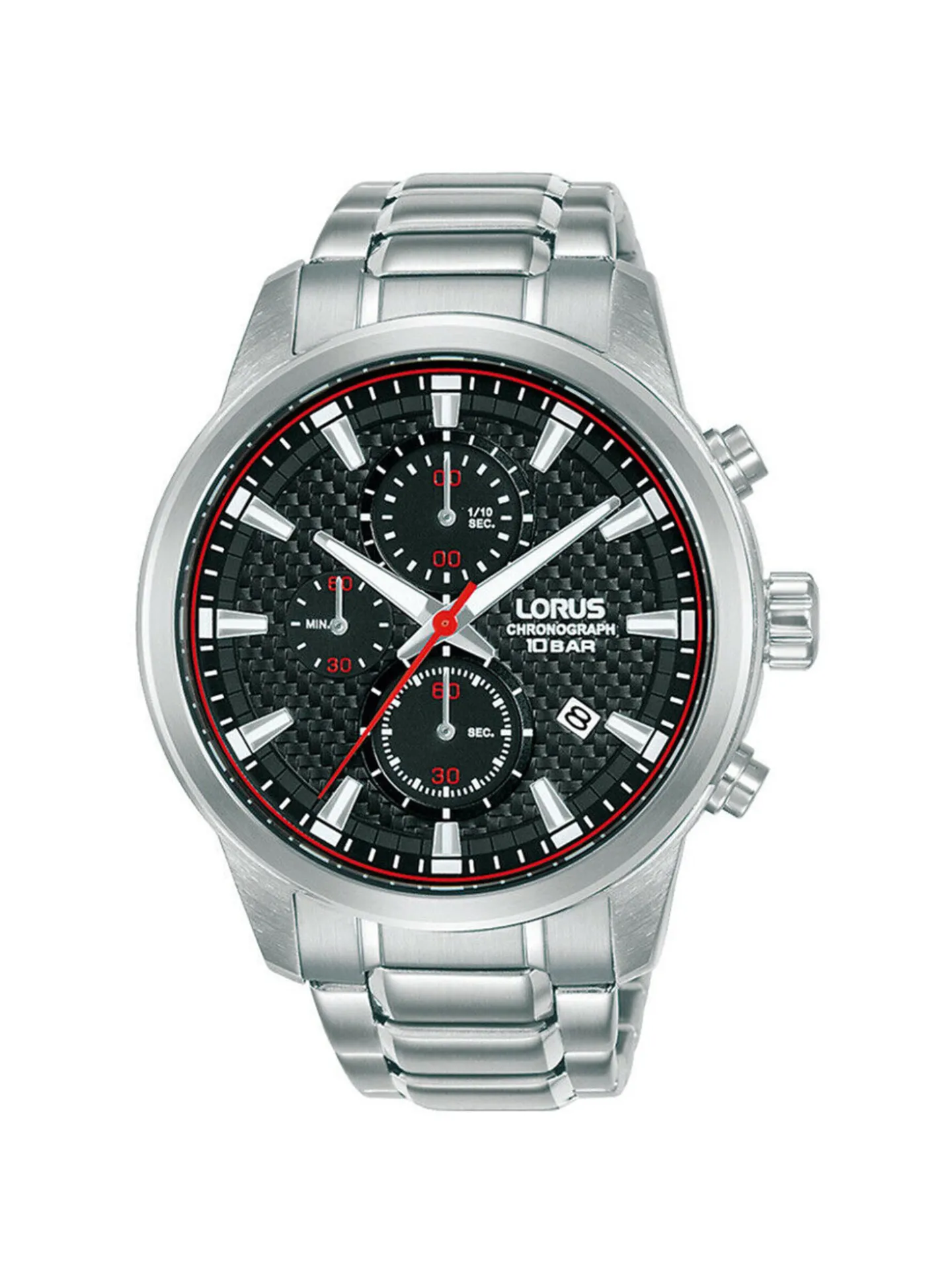Montre Lorus Sport chrono acier cadran noir/rouge