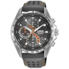 Montre Lorus sport cuir gris cadran noir/orange