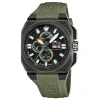 Montre Lotus carrée chrono caoutchouc vert kaki