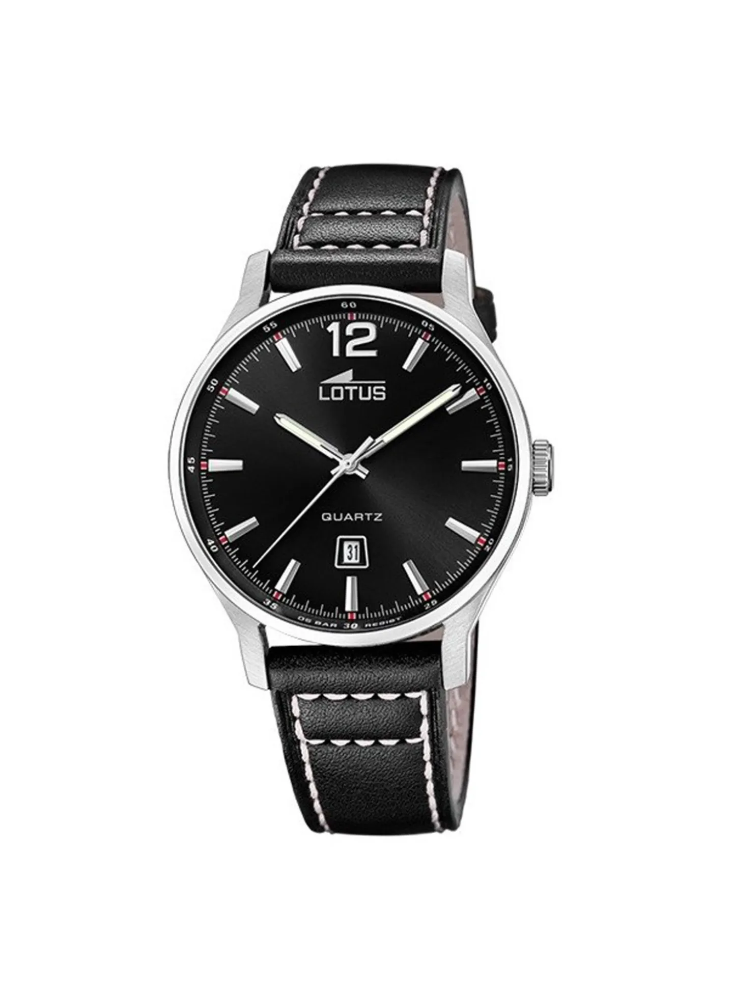 Montre lotus classique cuir noir