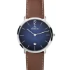 Montre Michel Herbelin City cadran bleu cuir marron