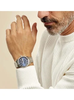 Montre Seiko acier cadran bleu jour/date_x005f_x000D_collection classique