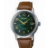 Montre Seiko automatique cadran vert cuir brun_x005f_x000D_collection Présage