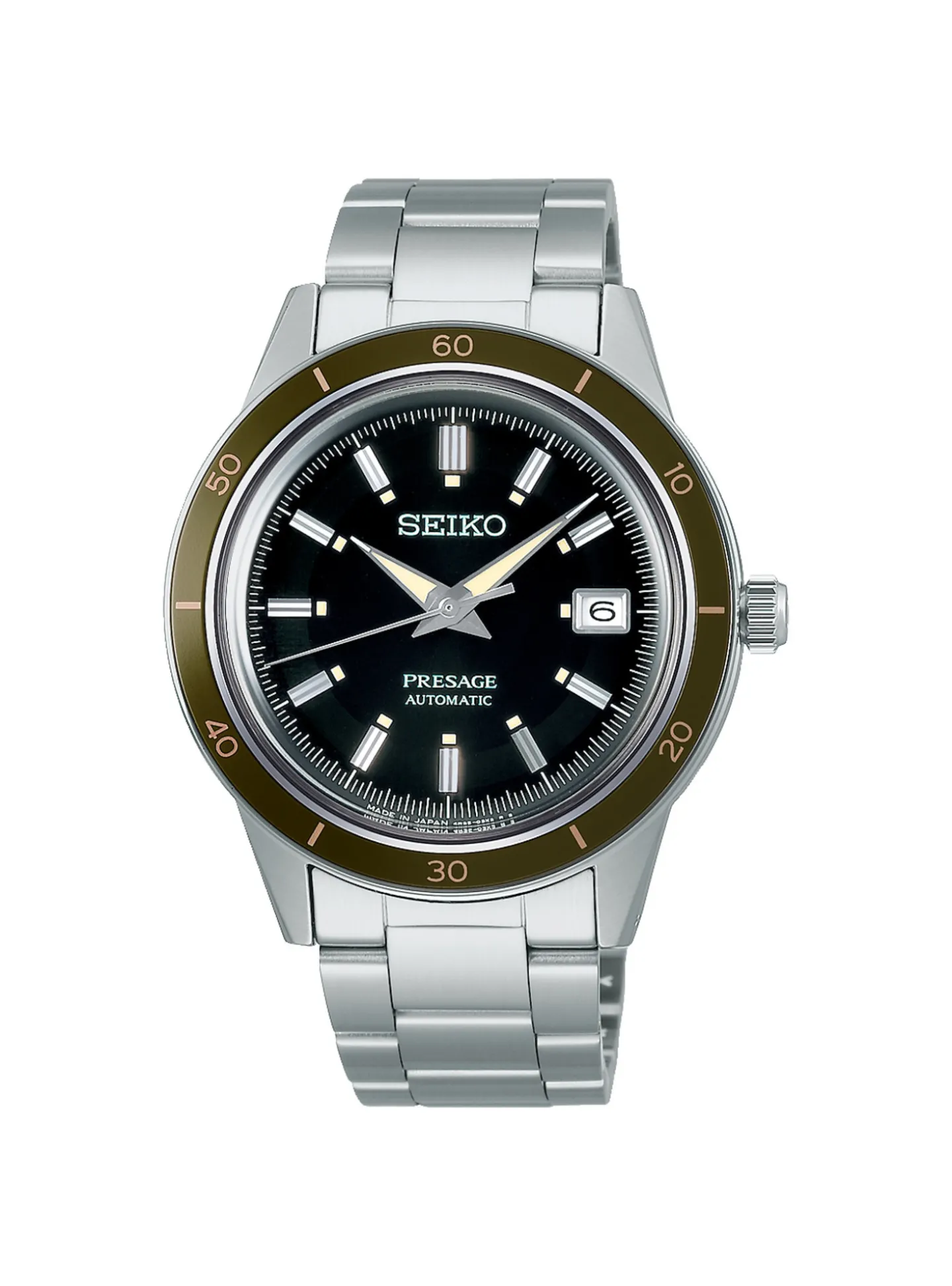 Montre Seiko automatique acier cadran noir_x005f_x000D_collection Présage