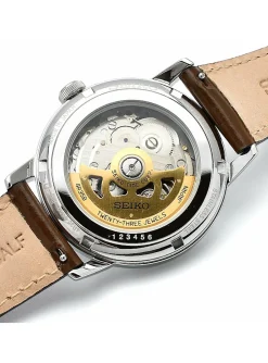 Montre Seiko automatique cadran vert cuir brun_x005f_x000D_collection Présage