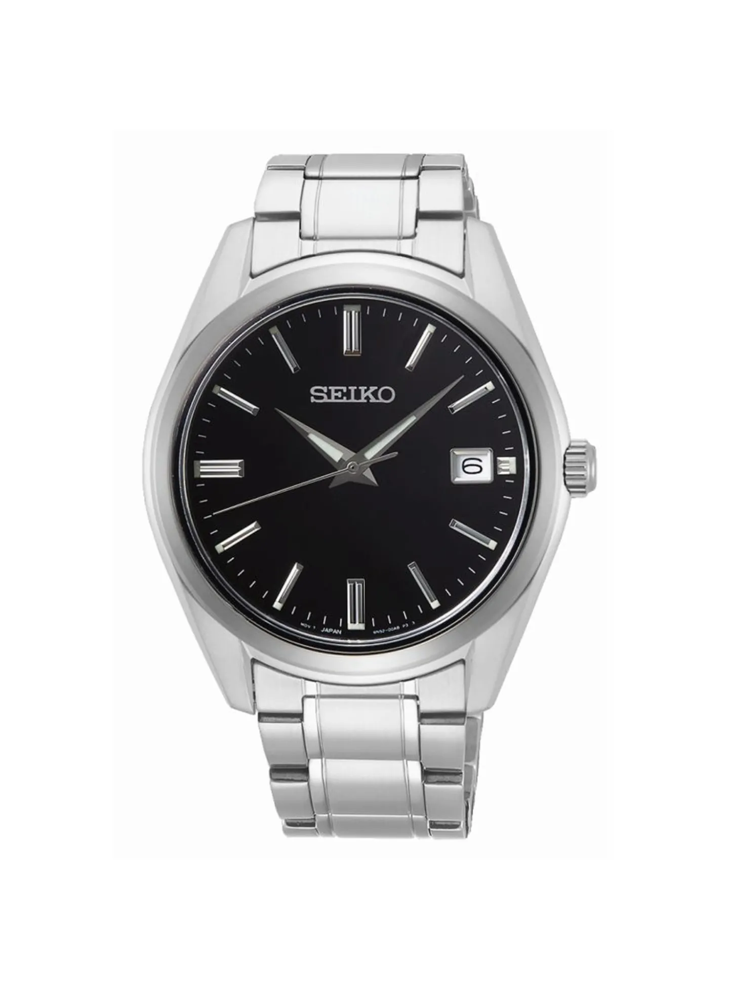 Montre Seiko classique acier cadran noir