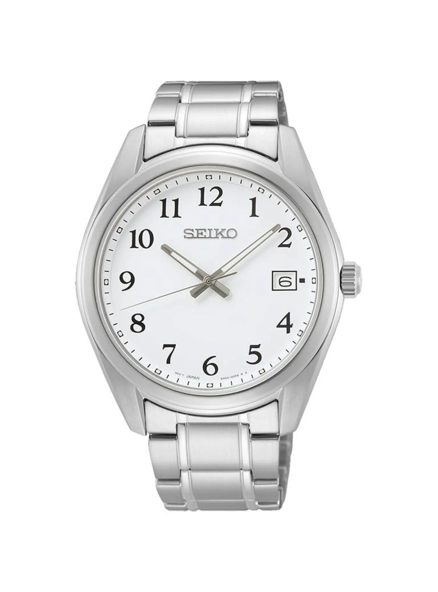 Montre Seiko classique acier cadran blanc date