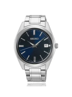 Montre seiko classique acier fond bleu marine