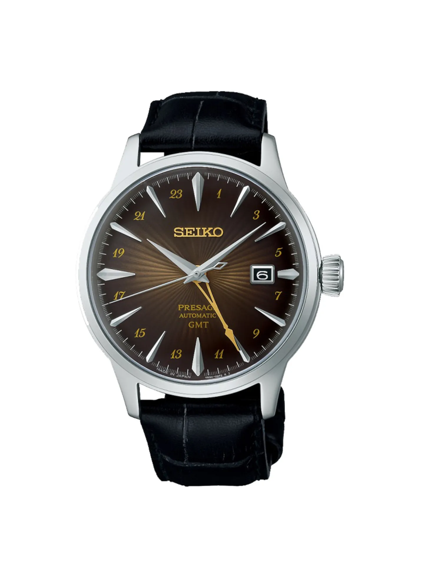 Montre Seiko Presage Cocktail GMT fond brun