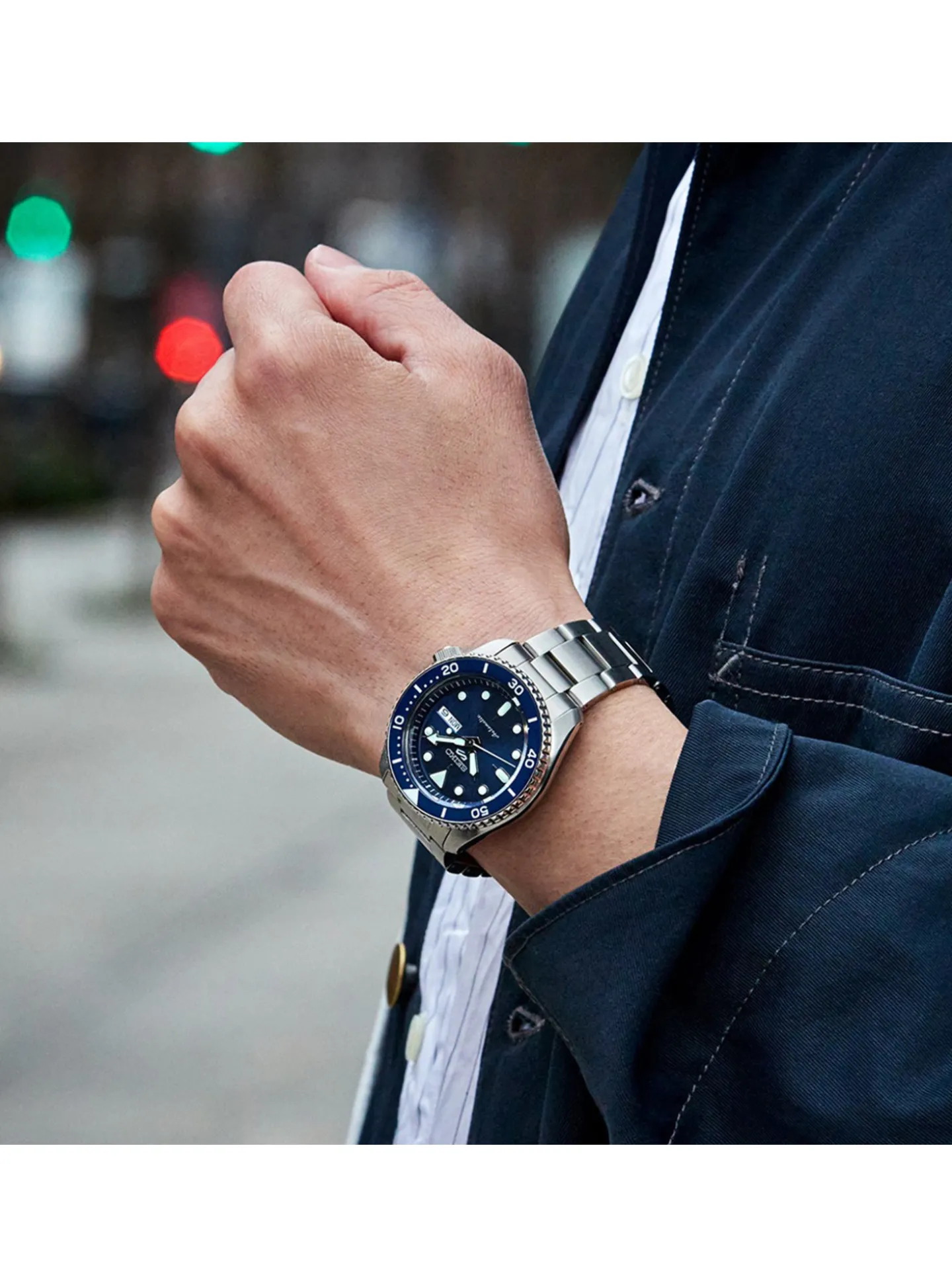 Montre Seiko sport 5 automatique acier cadran bleu