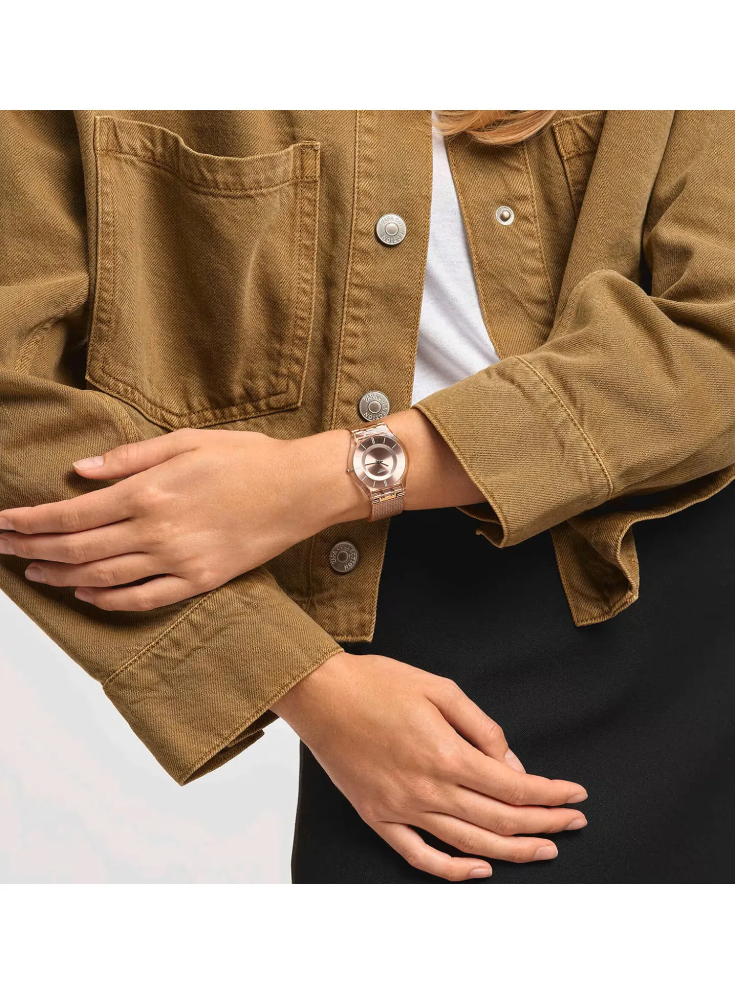 Montre Swatch Hello Darling en acier rose_x005f_x000D_Skin