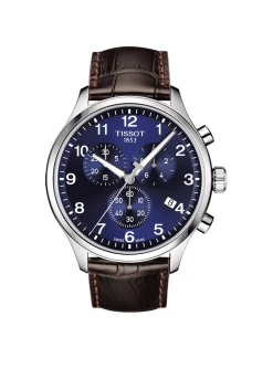 Montre Tissot chrono XL classic cuir bruncadran bleu