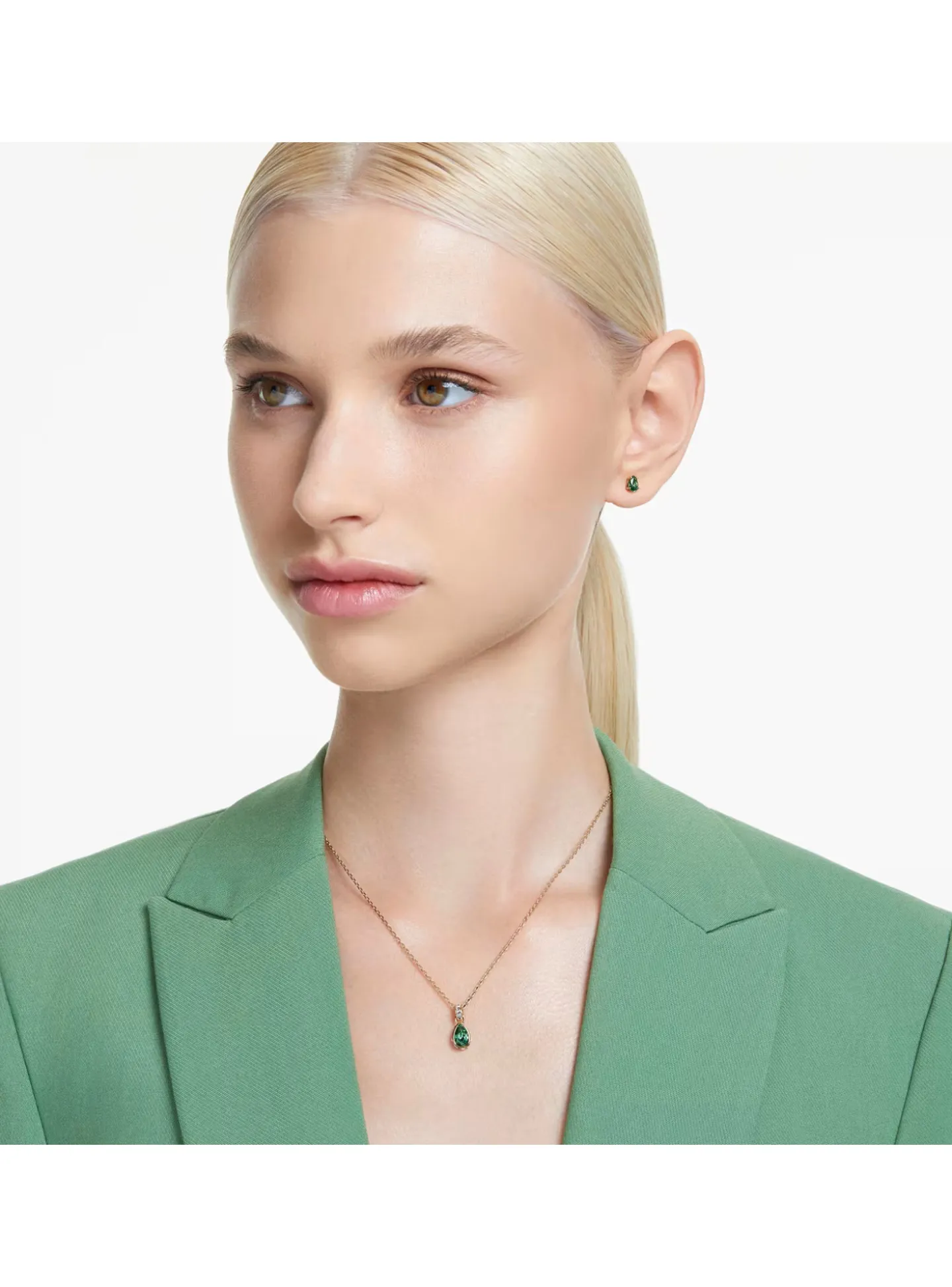 Parure Swarovski Chroma doré vert