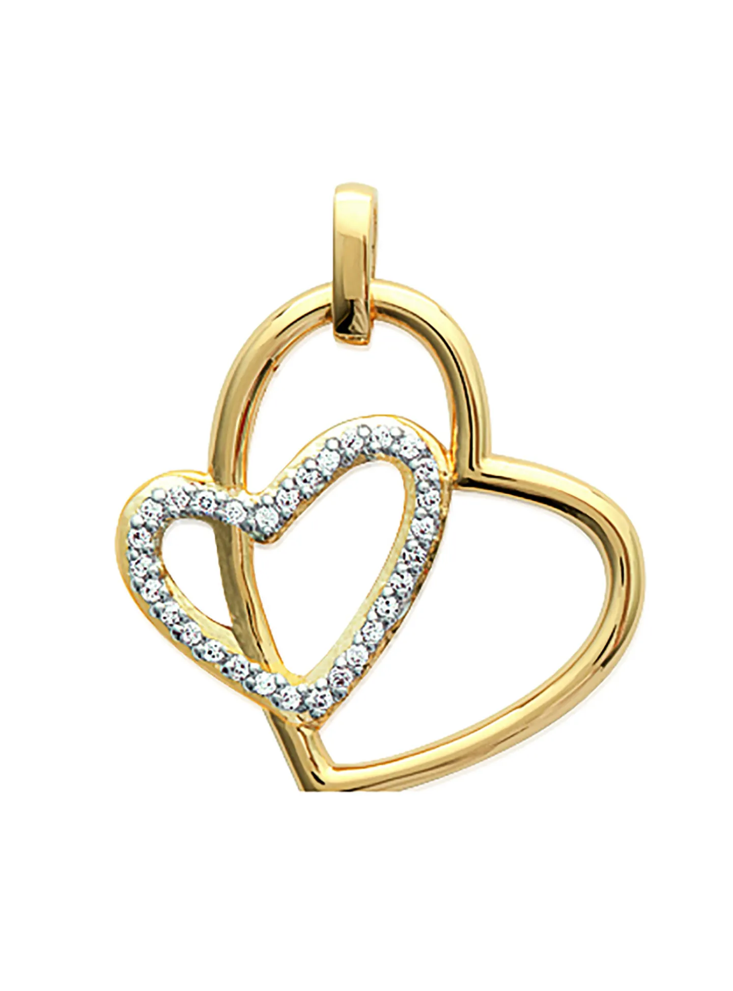 Pendentif Brillaxis coeurs entrelacés plaqué or