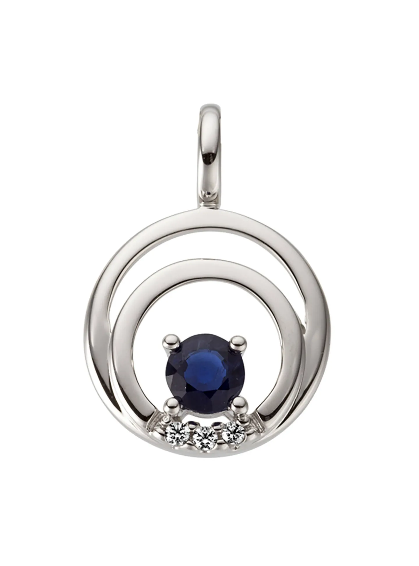 Pendentif Brillaxis double cercle saphir diamants
