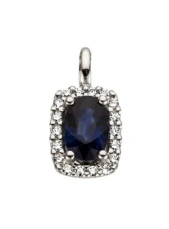 Pendentif Brillaxis or saphir entourage diamant