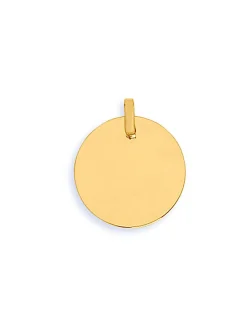 Pendentif Brillaxis plaque ronde or jaune 9 carats