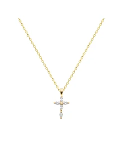 Pendentif Brillaxis plaqué or croix empierrée