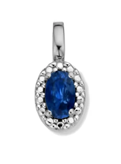 Pendentif Brillaxis saphir ovale or blanc 18 carats