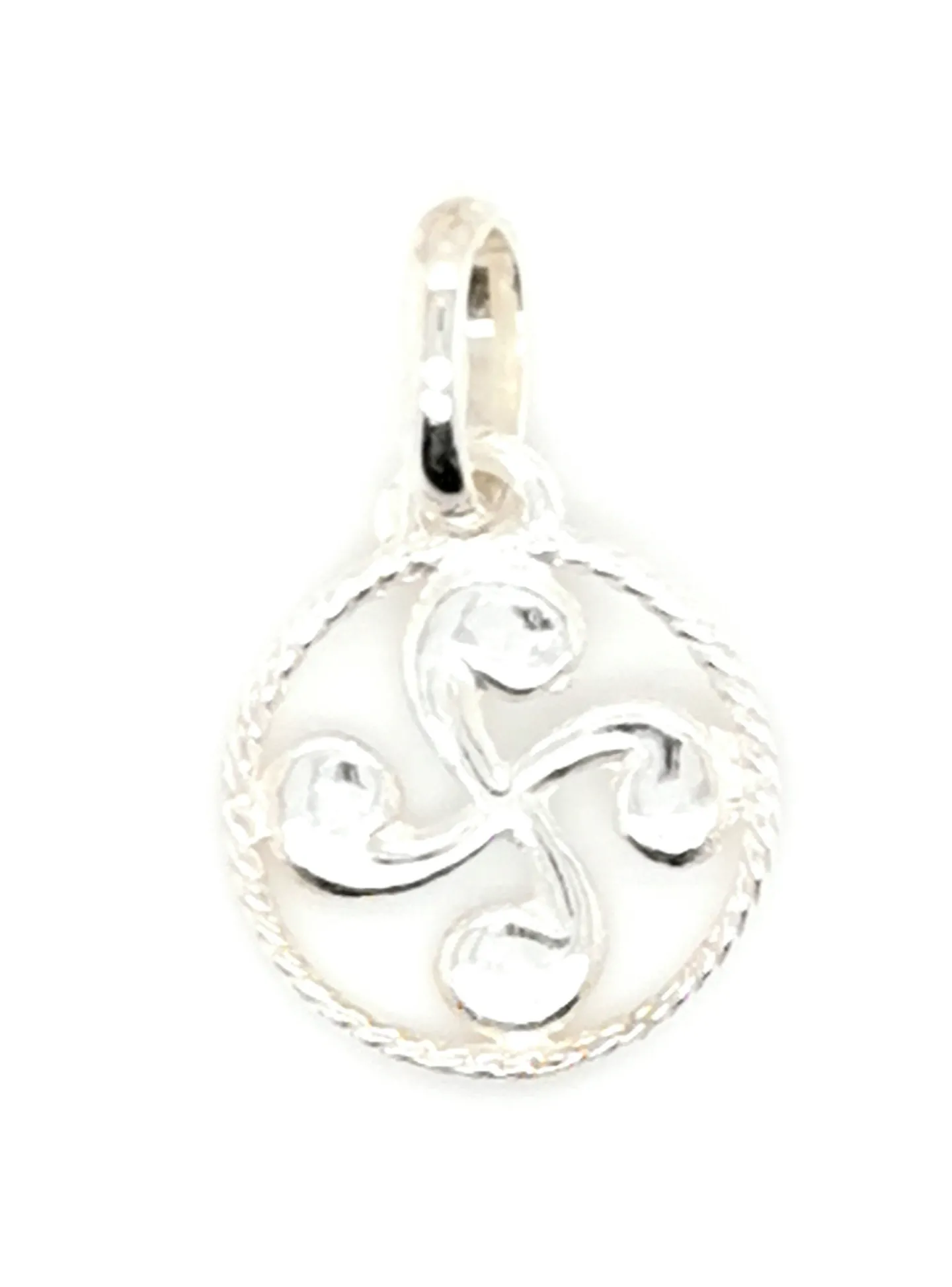 Pendentif croix basque argent entouré 12mm