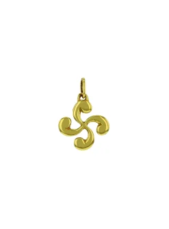 Pendentif croix basque or jaune 9 carats 10mm