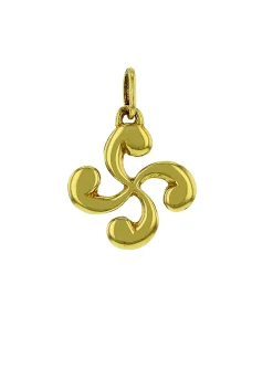 Pendentif croix basque or jaune 18 carats 8mm