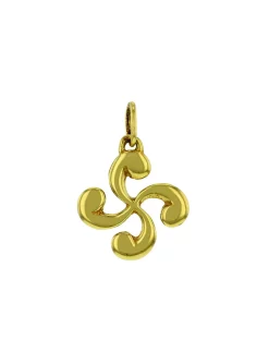 Pendentif croix basque plaqué or_x005f_x000D_diamètre 15mm