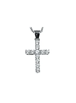 Pendentif croix diamants or blanc 750/1000