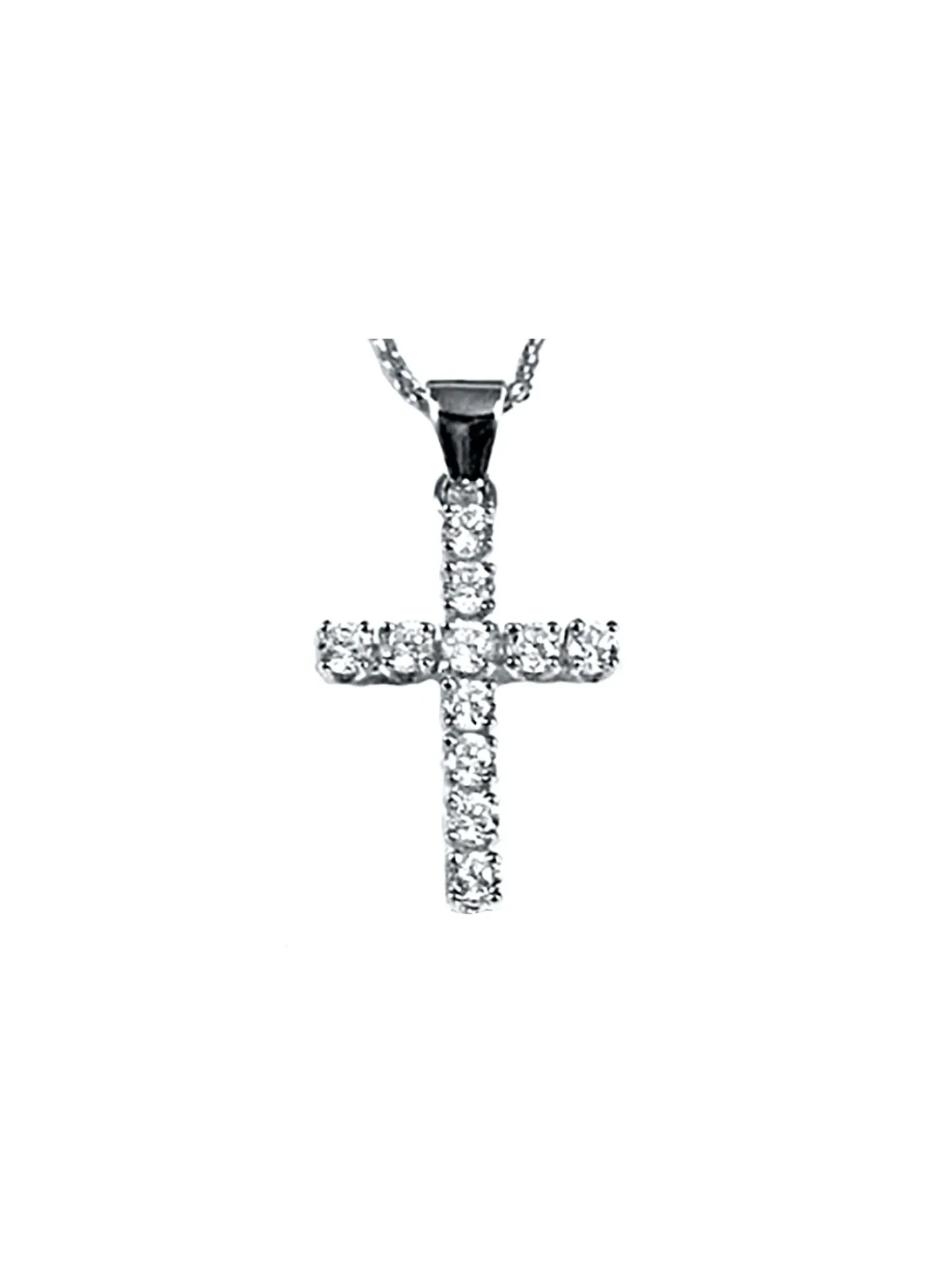 Pendentif croix diamants or blanc 750/1000