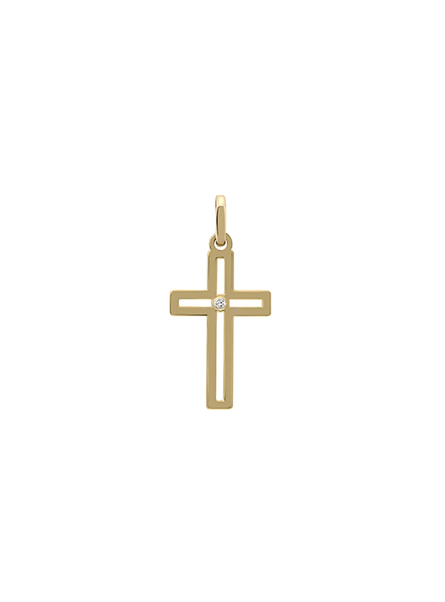 Pendentif Croix et diamant Brillaxis_x005f_x000D_or jaune 18k