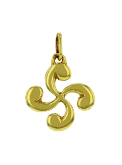 Pendentif Lauburu en or 18 carats croix basque_x005f_x000D_massive diamètre de 19 mm