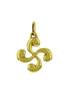 Pendentif Lauburu en or 18 carats croix basque_x005f_x000D_massive diamètre de 19 mm